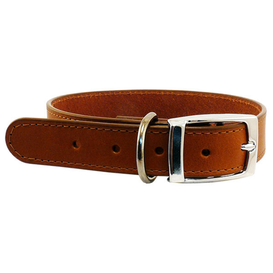 Leather Stitched Collar - Cognac (32mm x 60cm)