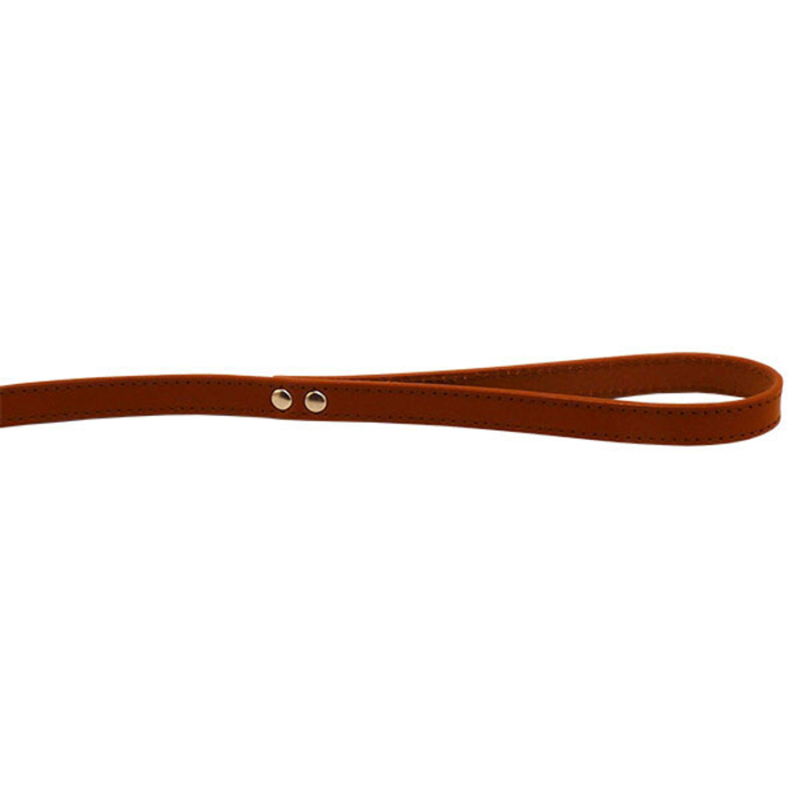 Leather Stitched Lead - Cognac (16mm x 100cm)