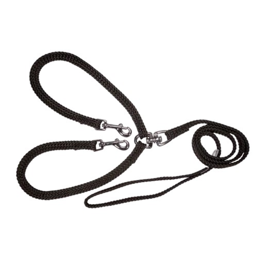 Twin Dog Webbing Lead - Black (10mm x 100cm)