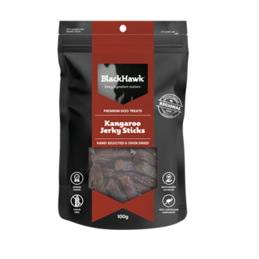 Black Hawk Dog Treats Kangaroo Jerky Sticks 100g