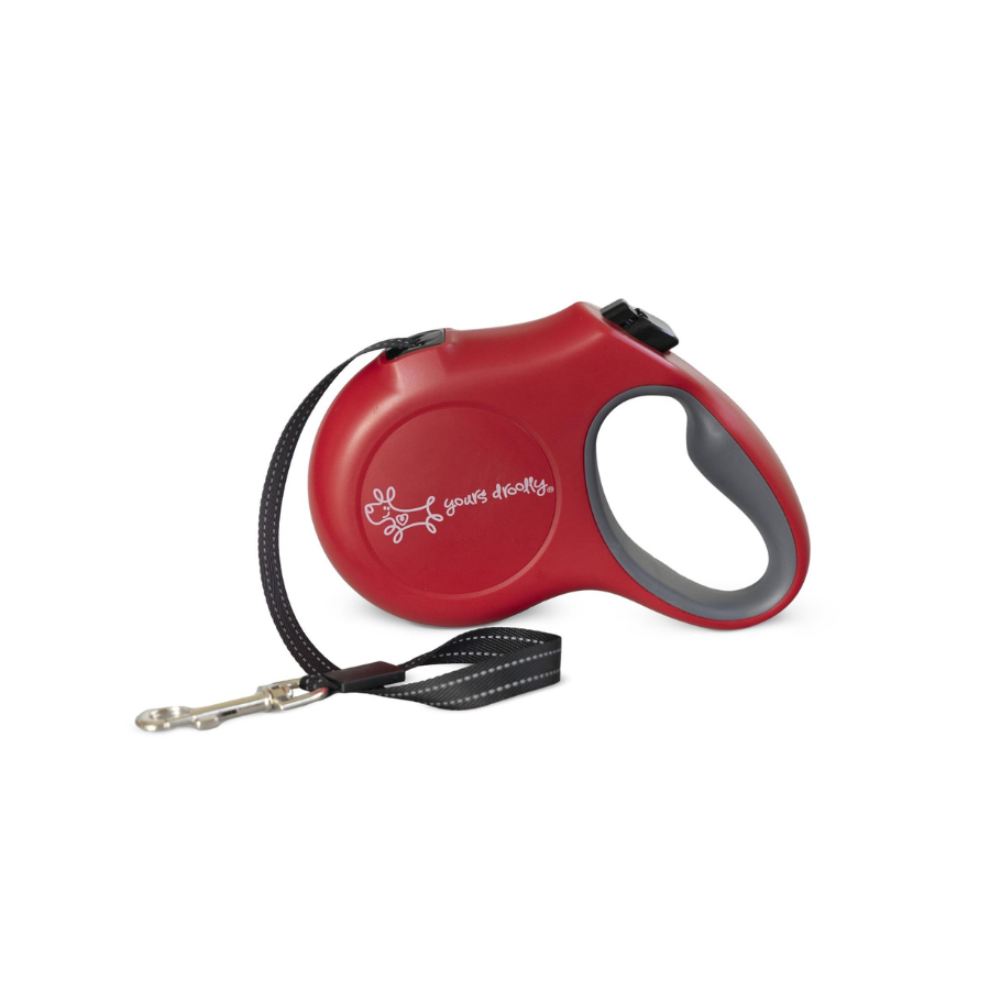 Yours Droolly Retractable Lead - Red - (Large)