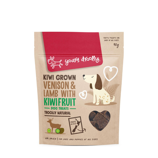 Yours Droolly Kiwi Grown Treats - Venison, Lamb & Kiwifruit - 90g