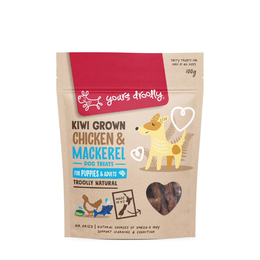 Yours Droolly Kiwi Grown Treats - Chicken & Mackeral - 100g