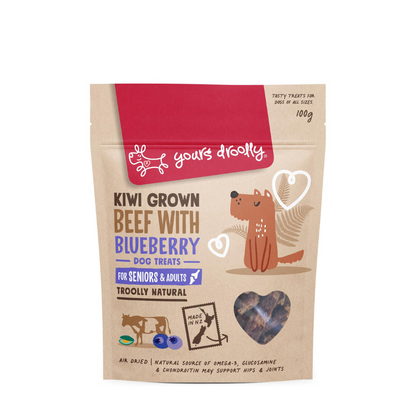 Yours Droolly Kiwi Grown Senior Dog Treat - Beef & Blueberry - 100g