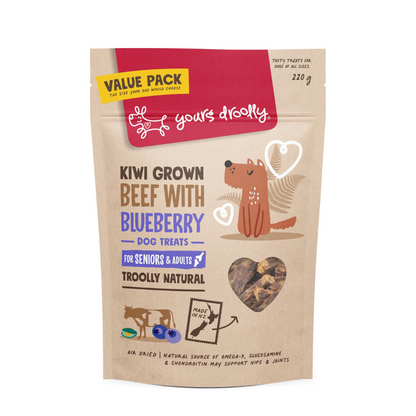 Yours Droolly Kiwi Grown Senior Dog Treat - Beef & Blueberry - 220g