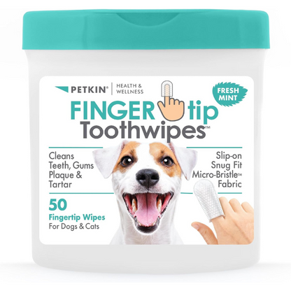 Petkin Fingertip Tooth Wipes- Mint 50pk