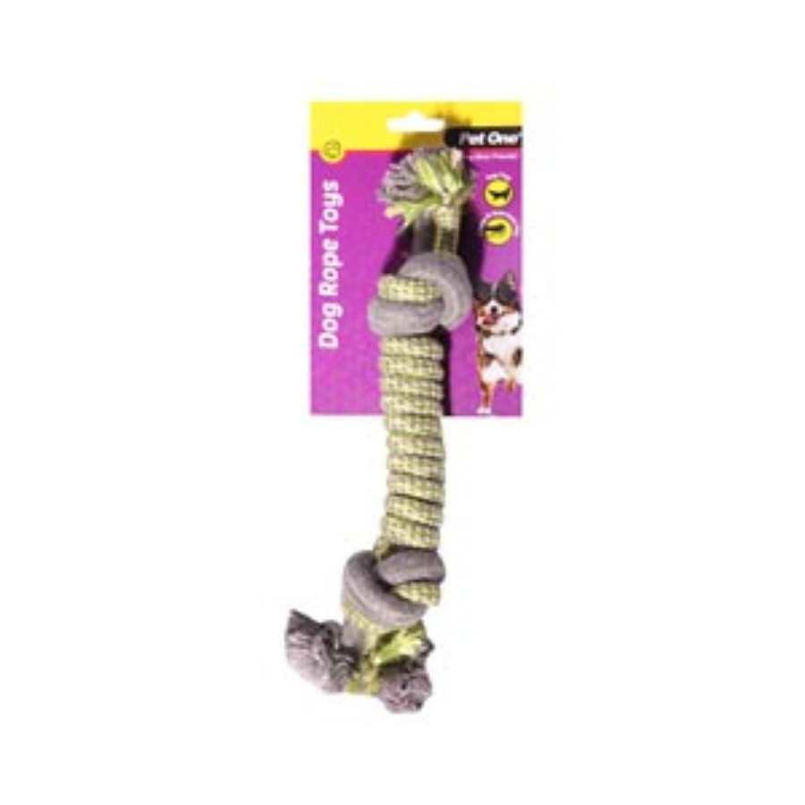 Pet One Dog Toy - Rope Spiral With 2 Knots Green/Grey 31cm