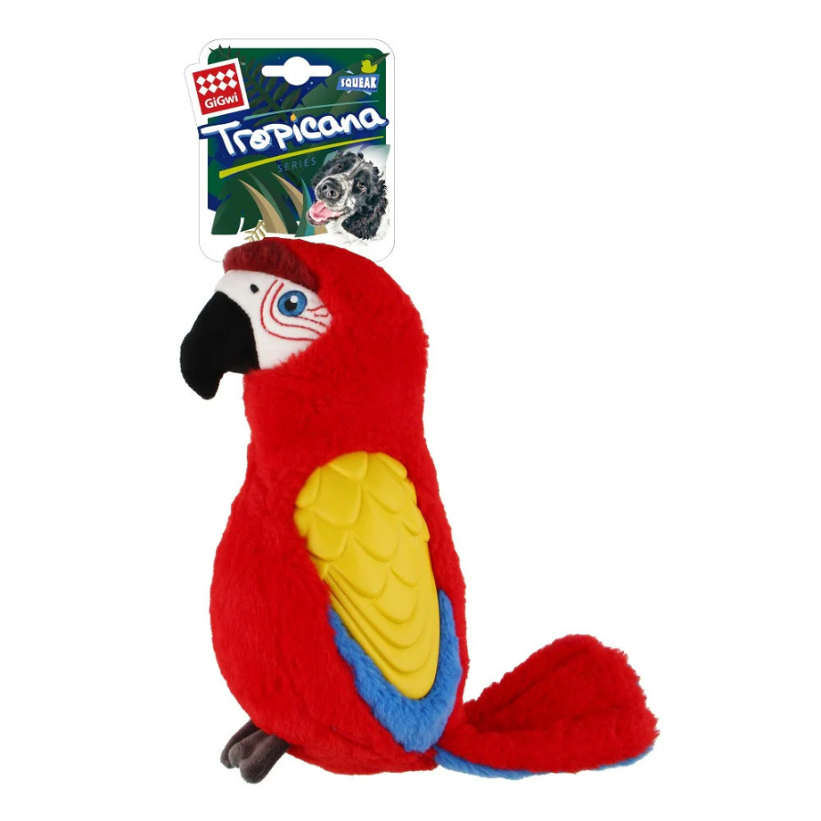 GIGWI TROPICANA DOG TOY -  PARROT RED