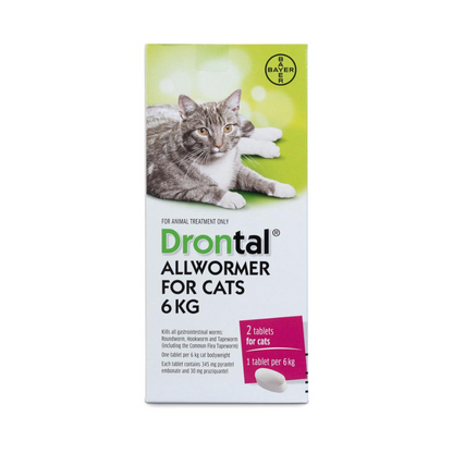 Drontal All Wormer For 6kg Cats 2 tablets