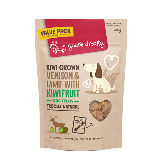 Yours Droolly Kiwi Grown Treats - Venison, Lamb & Kiwifruit - 200g