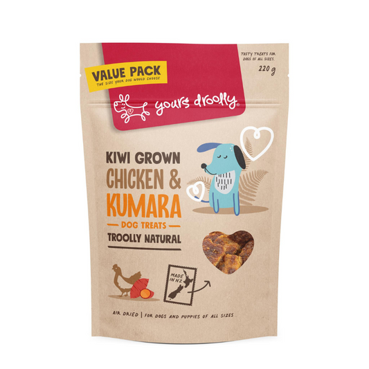 Yours Droolly Kiwi Grown Treats - Chicken & Kumara - 220g