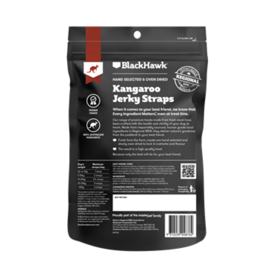 Black Hawk Dog Treats Kangaroo Jerky Straps 100g