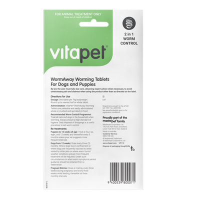 VitaPet|WormAway Worming Tablets for Dogs and Puppies