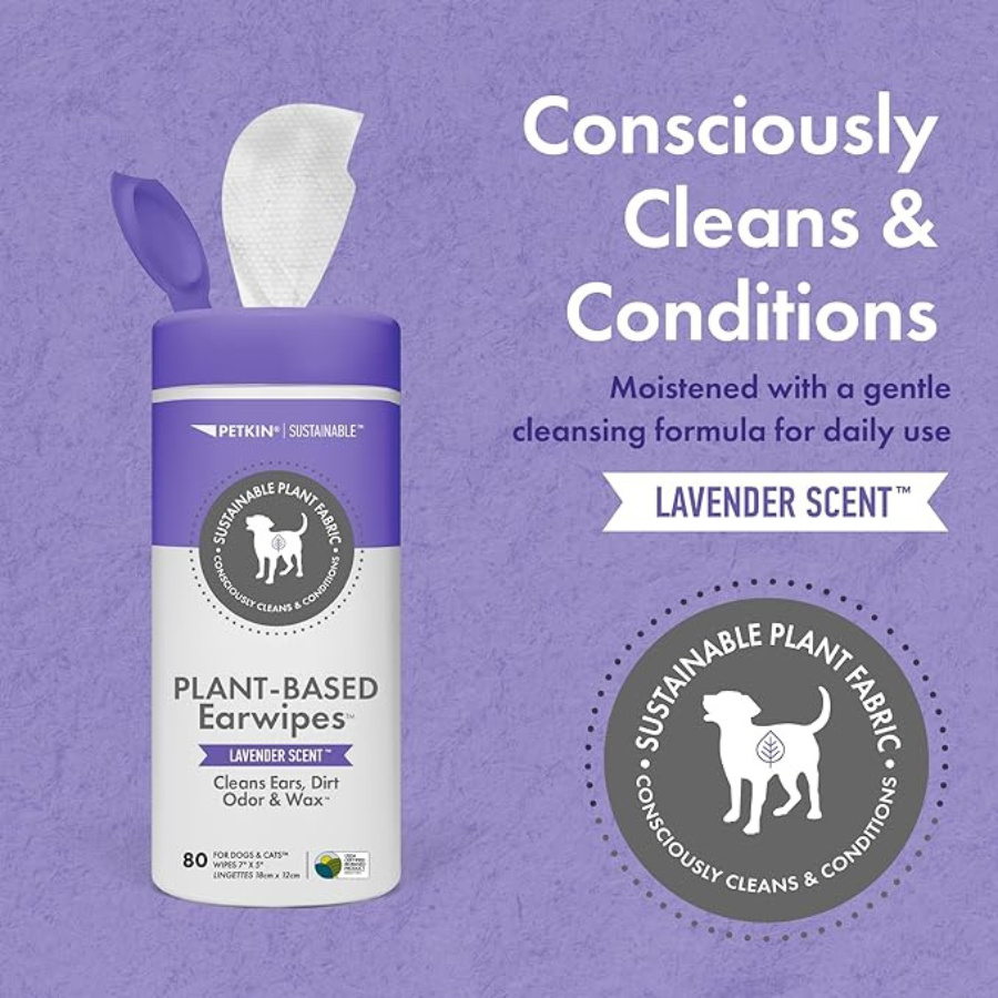 Petkin Plant-Based EyeWipes, 80 Wipes - Lavender