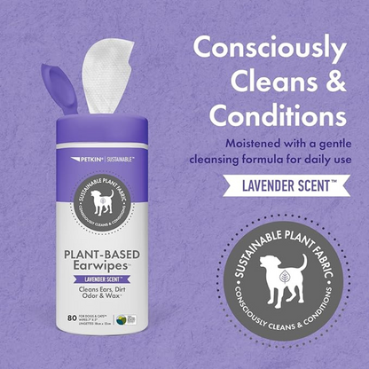 Petkin Plant-Based EyeWipes, 80 Wipes - Lavender