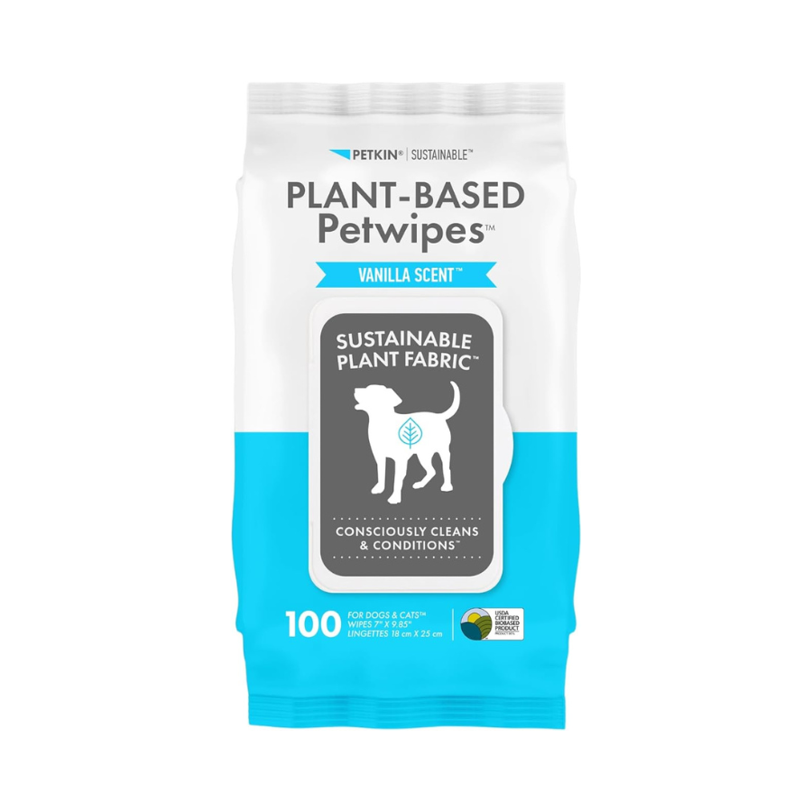 Petkin Plant-Based PetWipes, 100 Wipes - Vanilla