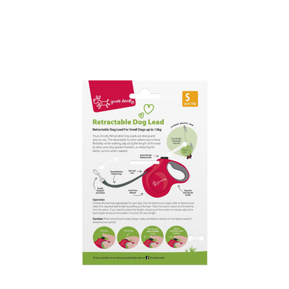 Yours Droolly Retractable Lead - Red - (Small)