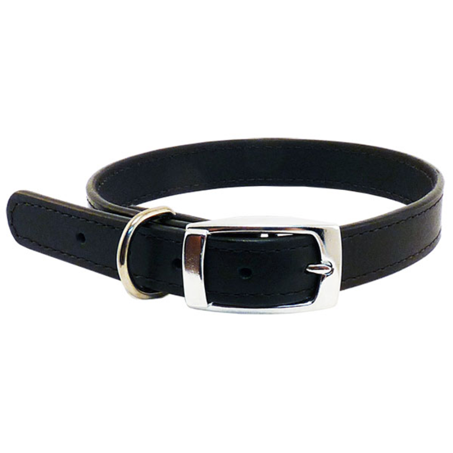 Leather Stitched Collar - Black (18mm x 45cm)