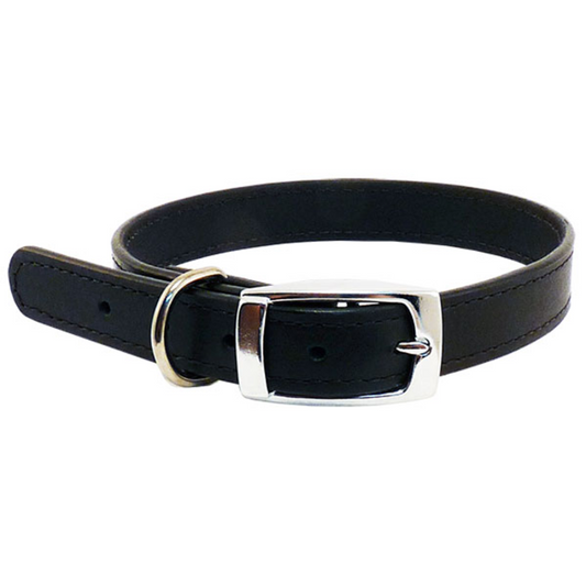 Leather Stitched Collar - Black (32mm x 65cm)