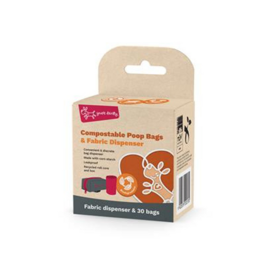 Yours Droolly Compostable Poop Bags with Dispenser (30 Bags)